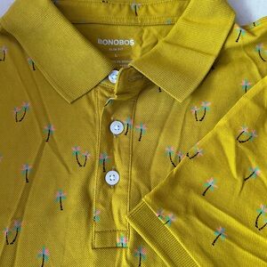 Bonobos Kids Polo in Bright Yellow with Palm Print